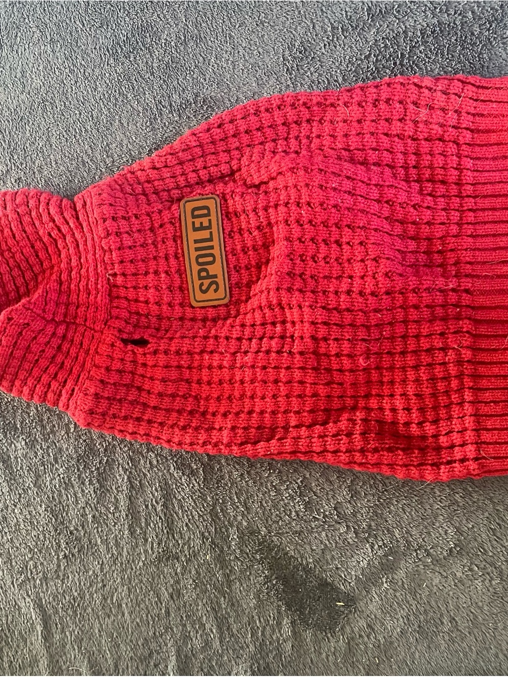 SPOILED Red Waffle Knit Dog Sweater